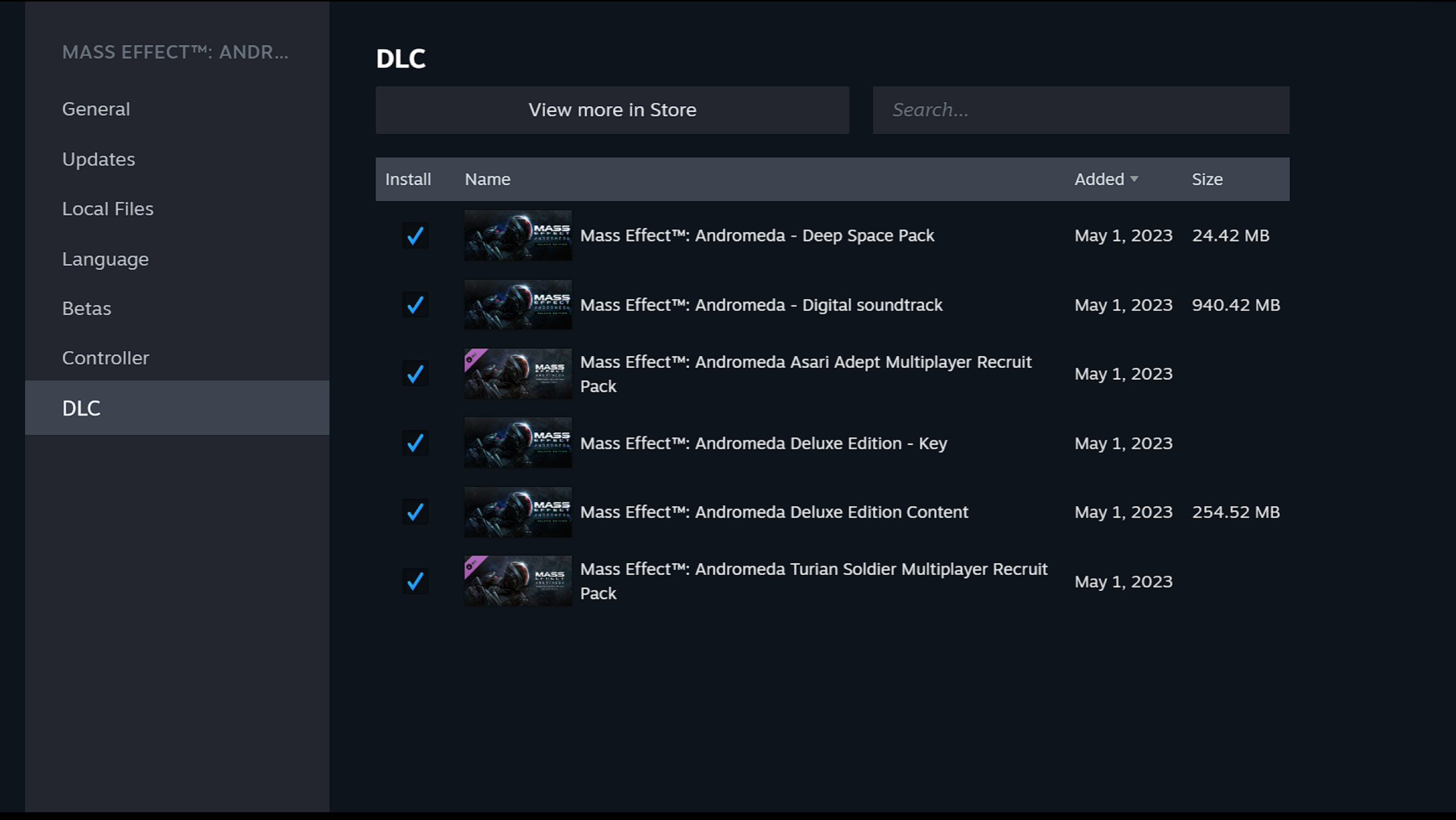 Steam DLC Content Installed